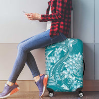 Teal Polynesia Hammerhead Shark Tattoo With Plumeria Lei Luggage Cover