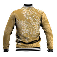Yellow Polynesia Hammerhead Shark Tattoo With Plumeria Lei Baseball Jacket