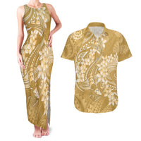 Yellow Polynesia Hammerhead Shark Tattoo With Plumeria Lei Couples Matching Tank Maxi Dress and Hawaiian Shirt LT14 Yellow - Polynesian Pride