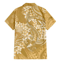Yellow Polynesia Hammerhead Shark Tattoo With Plumeria Lei Family Matching Mermaid Dress and Hawaiian Shirt LT14 - Polynesian Pride