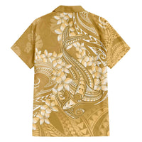 Yellow Polynesia Hammerhead Shark Tattoo With Plumeria Lei Family Matching Off Shoulder Maxi Dress and Hawaiian Shirt LT14 - Polynesian Pride