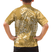 Yellow Polynesia Hammerhead Shark Tattoo With Plumeria Lei Hawaiian Shirt