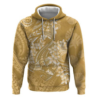 Yellow Polynesia Hammerhead Shark Tattoo With Plumeria Lei Hoodie