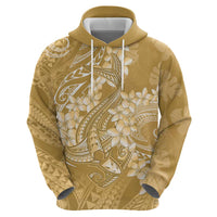 Yellow Polynesia Hammerhead Shark Tattoo With Plumeria Lei Hoodie