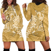 Yellow Polynesia Hammerhead Shark Tattoo With Plumeria Lei Hoodie Dress