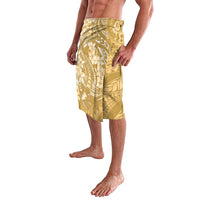 Yellow Polynesia Hammerhead Shark Tattoo With Plumeria Lei Lavalava