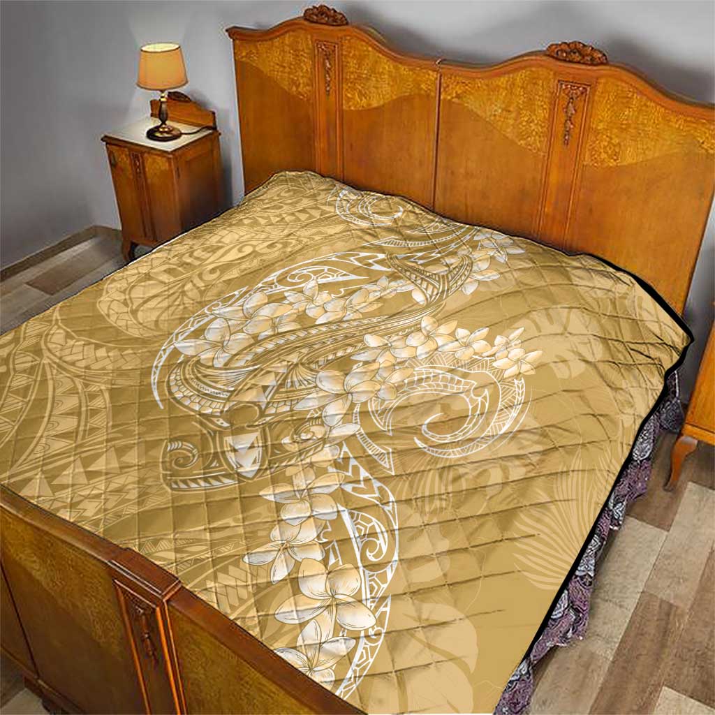Yellow Polynesia Hammerhead Shark Tattoo With Plumeria Lei Quilt LT14 - Polynesian Pride