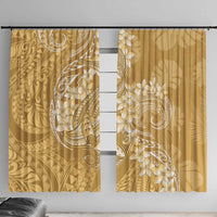 Yellow Polynesia Hammerhead Shark Tattoo With Plumeria Lei Window Curtain LT14 With Hooks Yellow - Polynesian Pride