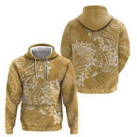 Yellow Polynesia Hammerhead Shark Tattoo With Plumeria Lei Zip Hoodie