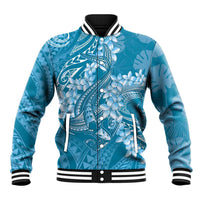 Blue Polynesia Hammerhead Shark Tattoo With Plumeria Lei Baseball Jacket