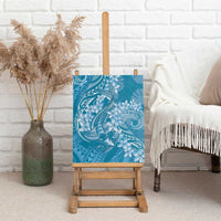 Blue Polynesia Hammerhead Shark Tattoo With Plumeria Lei Canvas Wall Art
