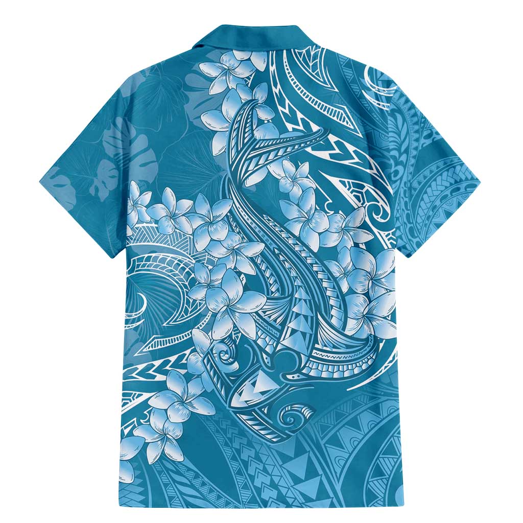 Blue Polynesia Hammerhead Shark Tattoo With Plumeria Lei Family Matching Mermaid Dress and Hawaiian Shirt LT14 - Polynesian Pride