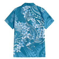 Blue Polynesia Hammerhead Shark Tattoo With Plumeria Lei Family Matching Mermaid Dress and Hawaiian Shirt LT14 - Polynesian Pride