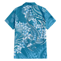 Blue Polynesia Hammerhead Shark Tattoo With Plumeria Lei Family Matching Tank Maxi Dress and Hawaiian Shirt LT14 - Polynesian Pride