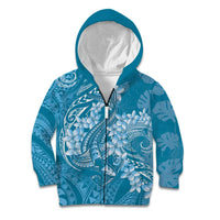Blue Polynesia Hammerhead Shark Tattoo With Plumeria Lei Kid Hoodie