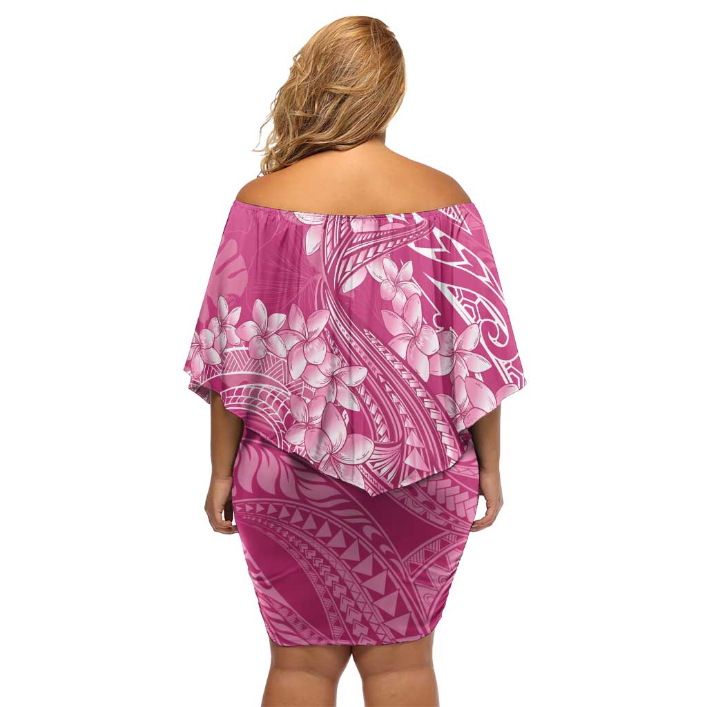 Pink Polynesia Hammerhead Shark Tattoo With Plumeria Lei Family Matching Off Shoulder Short Dress and Hawaiian Shirt LT14 - Polynesian Pride