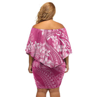 Pink Polynesia Hammerhead Shark Tattoo With Plumeria Lei Family Matching Off Shoulder Short Dress and Hawaiian Shirt LT14 - Polynesian Pride