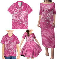 Pink Polynesia Hammerhead Shark Tattoo With Plumeria Lei Family Matching Puletasi and Hawaiian Shirt LT14 - Polynesian Pride