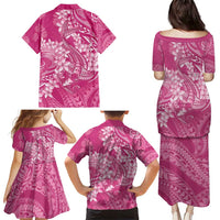 Pink Polynesia Hammerhead Shark Tattoo With Plumeria Lei Family Matching Puletasi and Hawaiian Shirt LT14 - Polynesian Pride