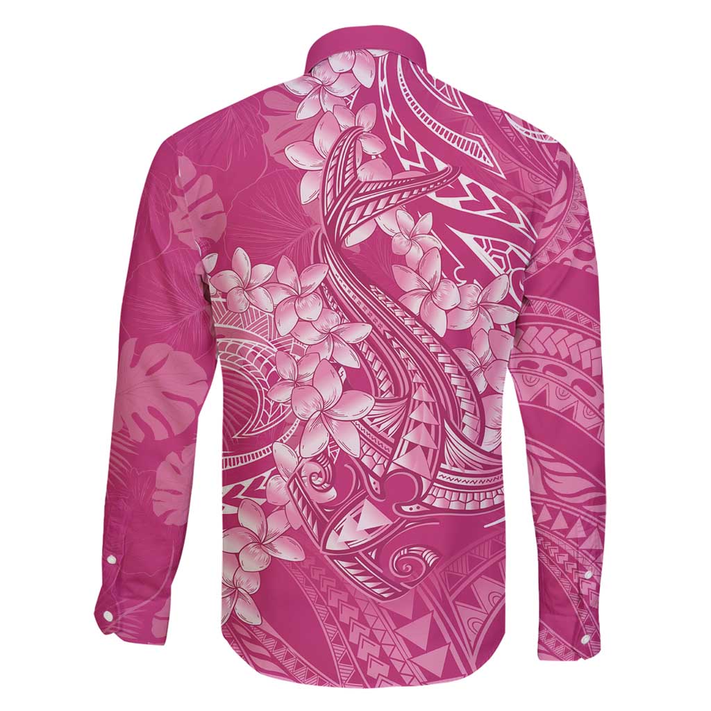 Pink Polynesia Hammerhead Shark Tattoo With Plumeria Lei Family Matching Puletasi and Hawaiian Shirt LT14 - Polynesian Pride