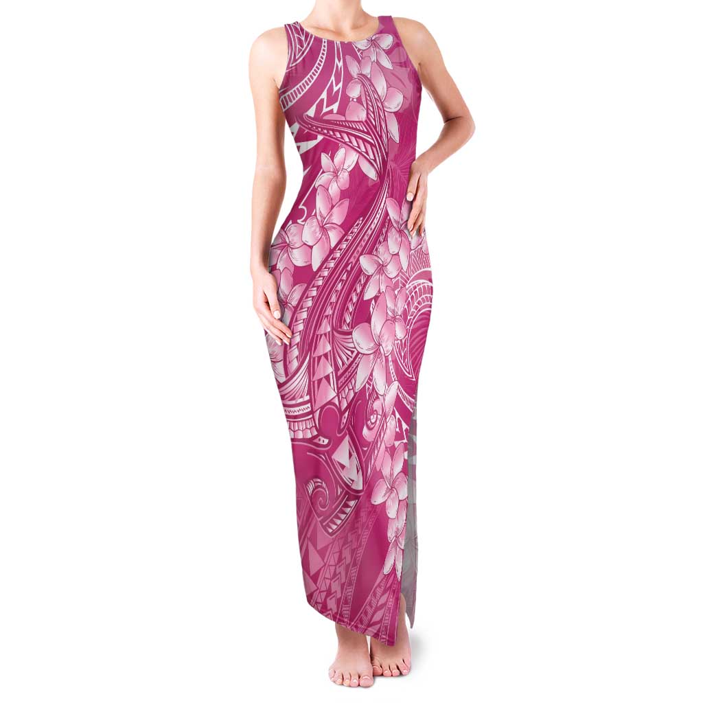 Pink Polynesia Hammerhead Shark Tattoo With Plumeria Lei Family Matching Tank Maxi Dress and Hawaiian Shirt LT14 Mom's Dress Pink - Polynesian Pride