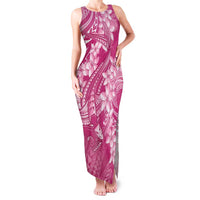 Pink Polynesia Hammerhead Shark Tattoo With Plumeria Lei Family Matching Tank Maxi Dress and Hawaiian Shirt LT14 Mom's Dress Pink - Polynesian Pride