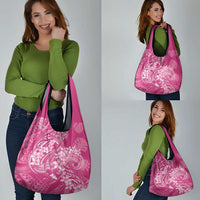 Pink Polynesia Hammerhead Shark Tattoo With Plumeria Lei Grocery Bag LT14 - Polynesian Pride