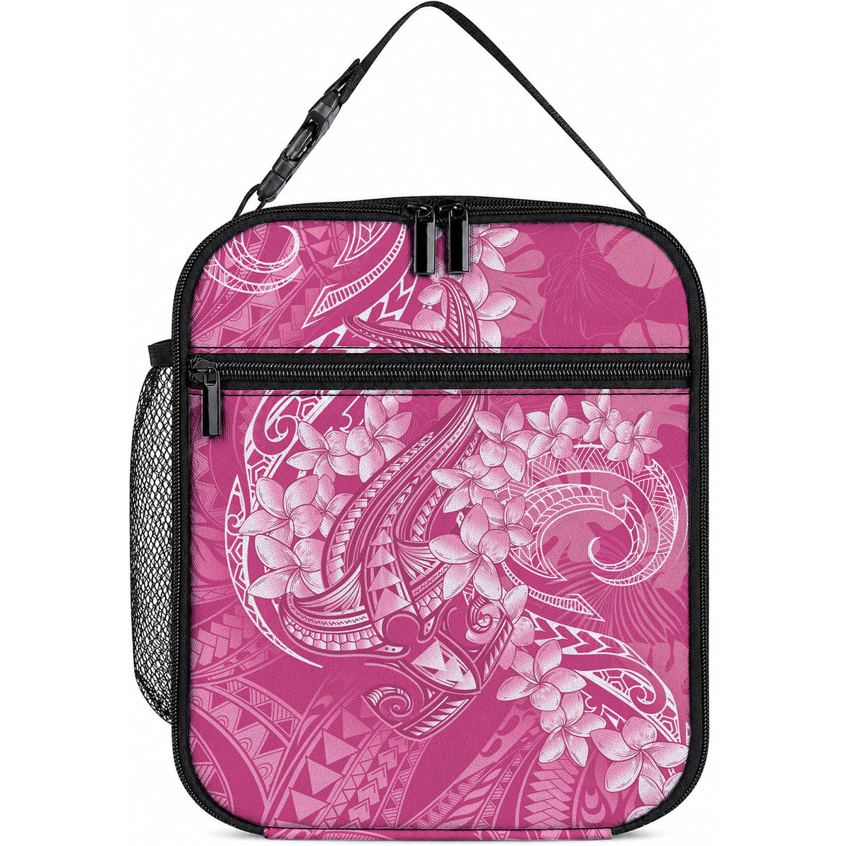 Pink Polynesia Hammerhead Shark Tattoo With Plumeria Lei Lunch Bag LT14 10.2 × 8.3 × 4.3 inch Pink - Polynesian Pride
