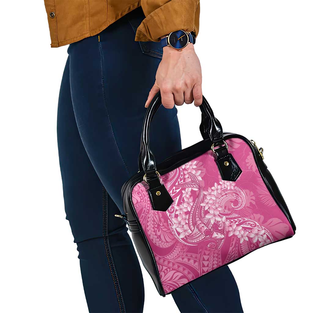Pink Polynesia Hammerhead Shark Tattoo With Plumeria Lei Shoulder Handbag LT14 - Polynesian Pride