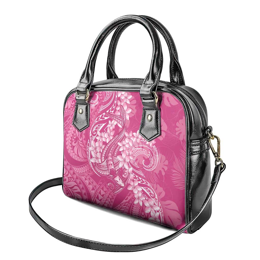 Pink Polynesia Hammerhead Shark Tattoo With Plumeria Lei Shoulder Handbag LT14 - Polynesian Pride