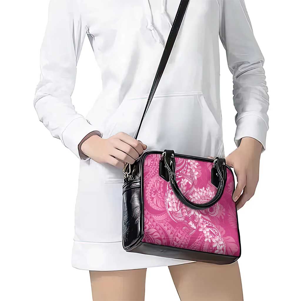 Pink Polynesia Hammerhead Shark Tattoo With Plumeria Lei Shoulder Handbag LT14 - Polynesian Pride