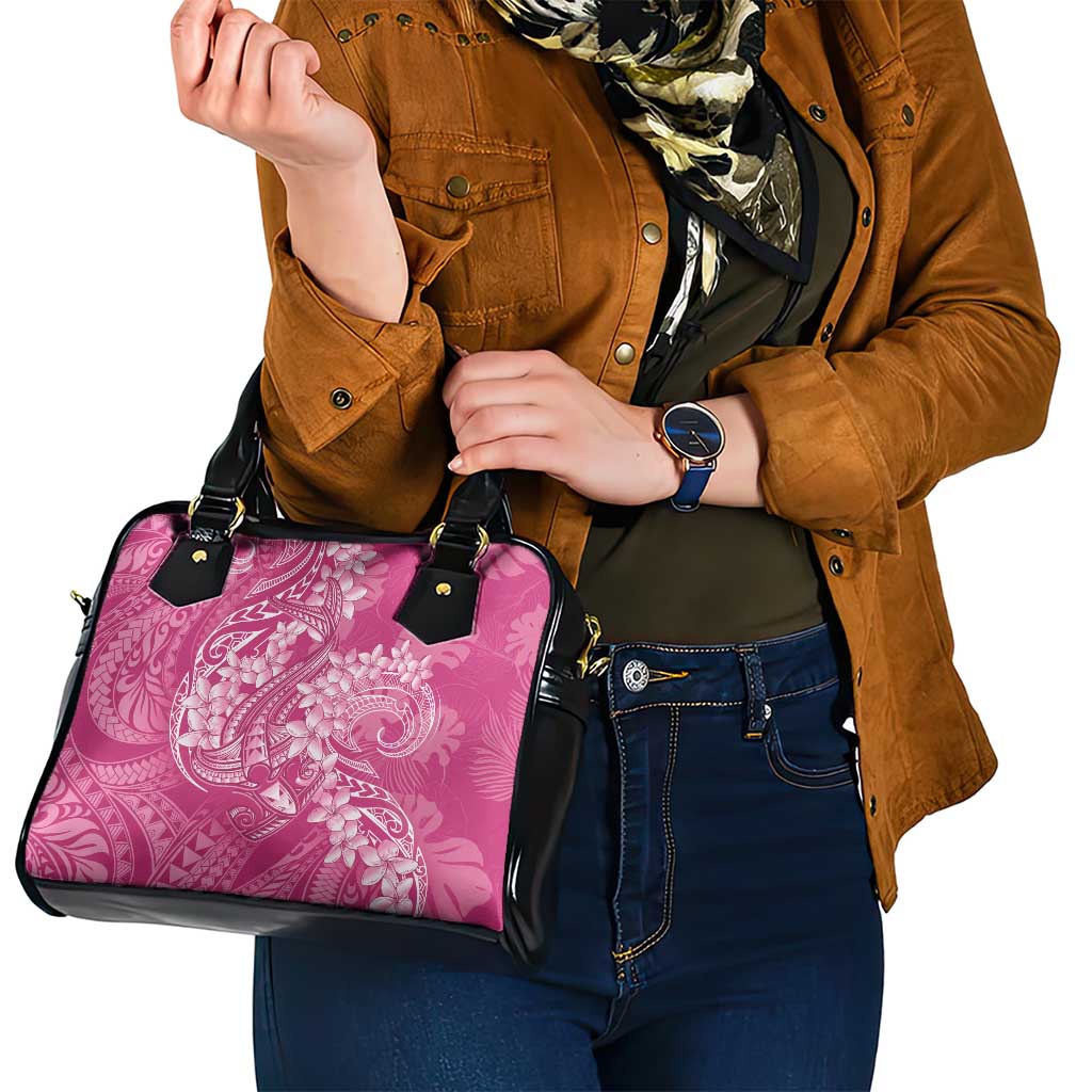 Pink Polynesia Hammerhead Shark Tattoo With Plumeria Lei Shoulder Handbag LT14 - Polynesian Pride