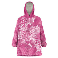 Pink Polynesia Hammerhead Shark Tattoo With Plumeria Lei Wearable Blanket Hoodie LT14 One Size Pink - Polynesian Pride