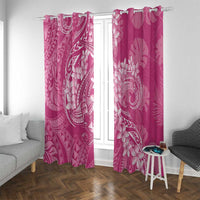 Pink Polynesia Hammerhead Shark Tattoo With Plumeria Lei Window Curtain