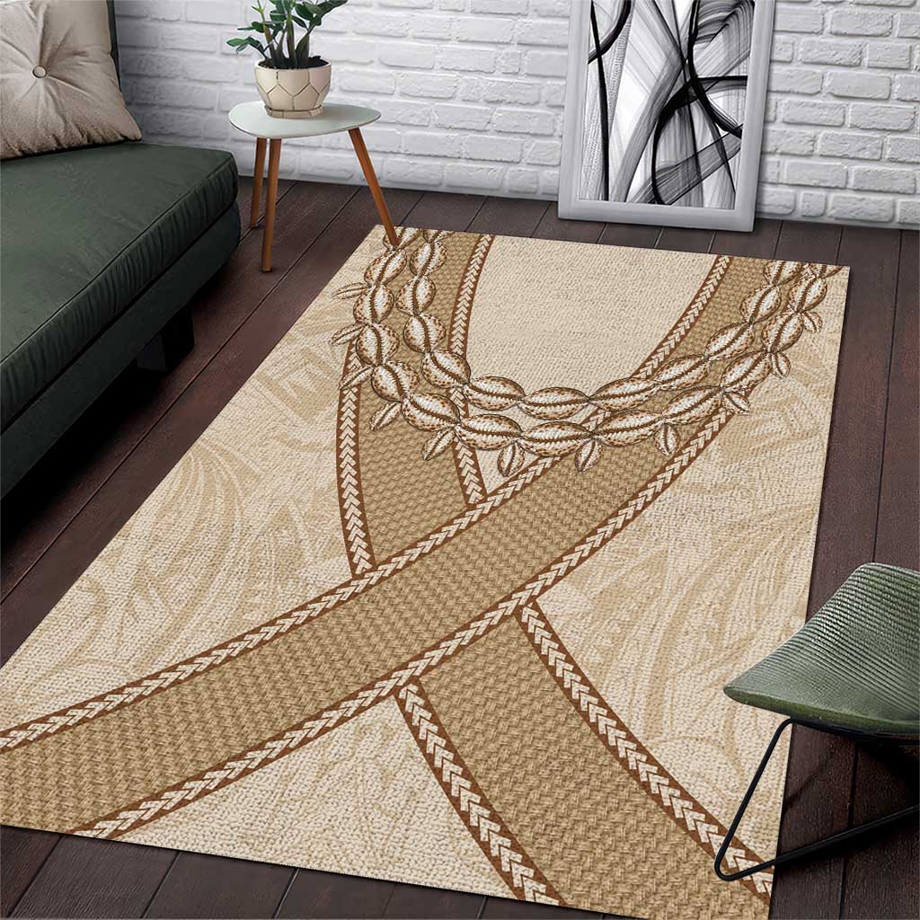 Mauri Ribaberiki Kiribati Area Rug Cowrie Shells Lei Palm Leaf Weaving