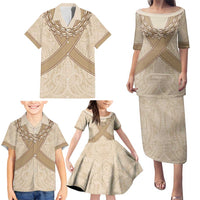 Mauri Ribaberiki Kiribati Family Matching Puletasi and Hawaiian Shirt Cowrie Shells Lei Palm Leaf Weaving LT14 - Polynesian Pride