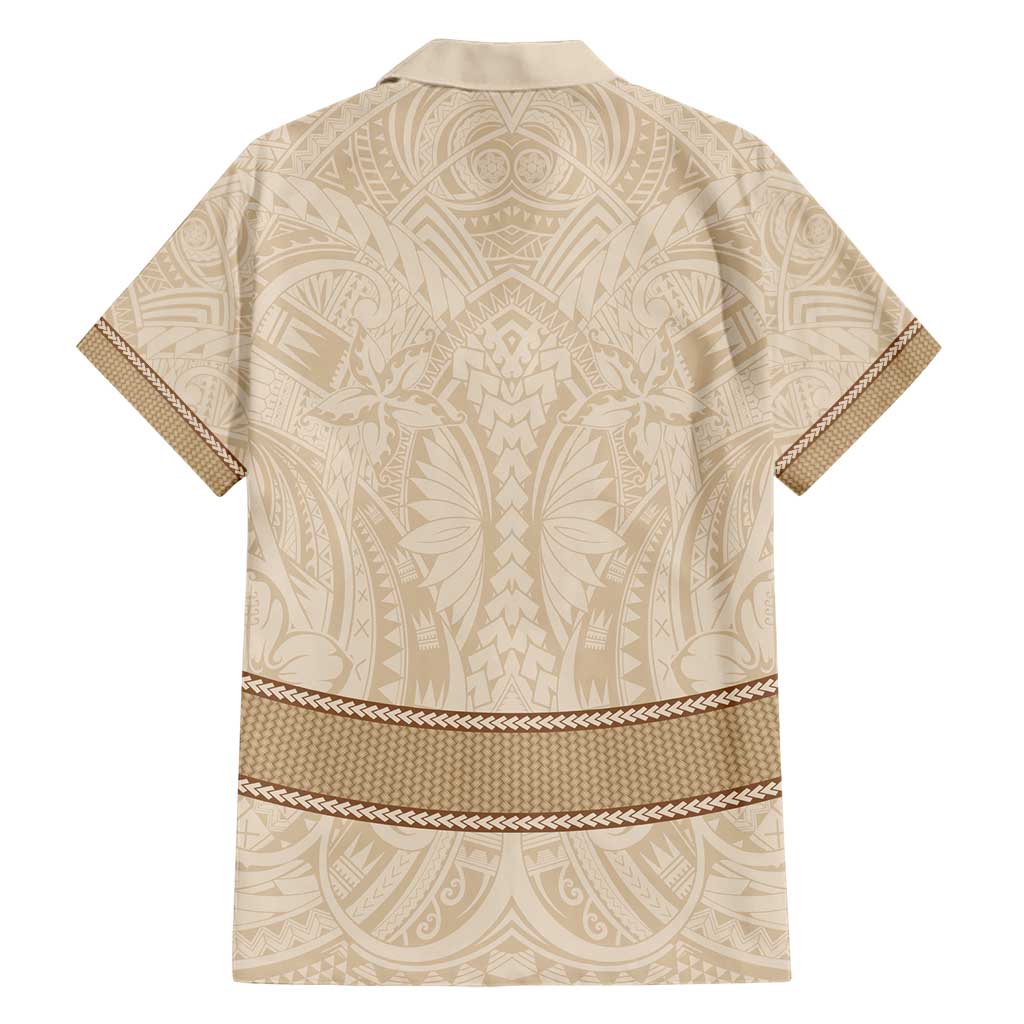 Mauri Ribaberiki Kiribati Family Matching Short Sleeve Bodycon Dress and Hawaiian Shirt Cowrie Shells Lei Palm Leaf Weaving LT14 - Polynesian Pride