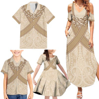 Mauri Ribaberiki Kiribati Family Matching Summer Maxi Dress and Hawaiian Shirt Cowrie Shells Lei Palm Leaf Weaving LT14 - Polynesian Pride