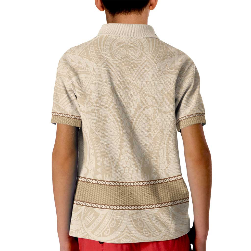 Mauri Ribaberiki Kiribati Kid Polo Shirt Cowrie Shells Lei Palm Leaf Weaving