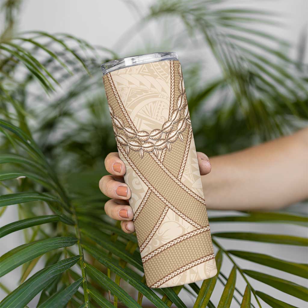 Mauri Ribaberiki Kiribati Skinny Tumbler Cowrie Shells Lei Palm Leaf Weaving LT14 - Polynesian Pride