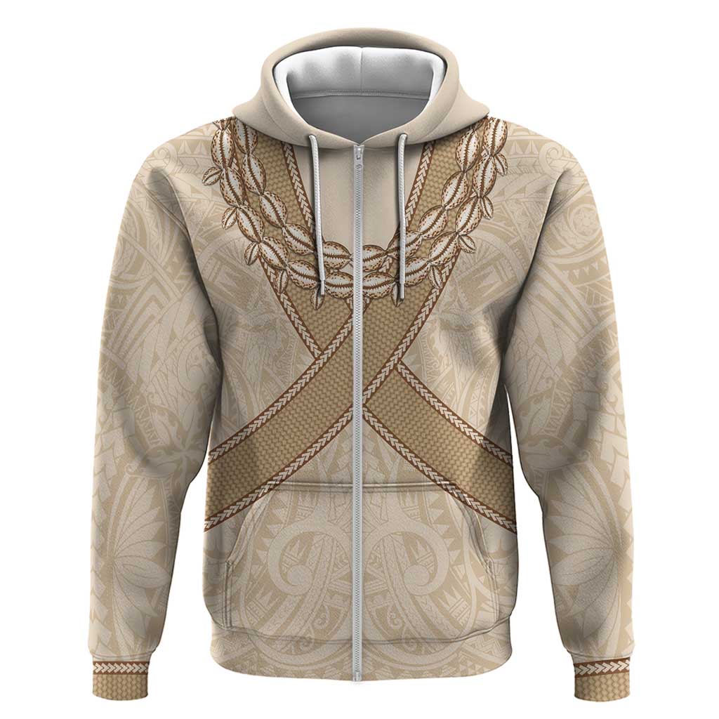 Mauri Ribaberiki Kiribati Zip Hoodie Cowrie Shells Lei Palm Leaf Weaving