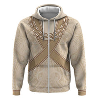 Mauri Ribaberiki Kiribati Zip Hoodie Cowrie Shells Lei Palm Leaf Weaving