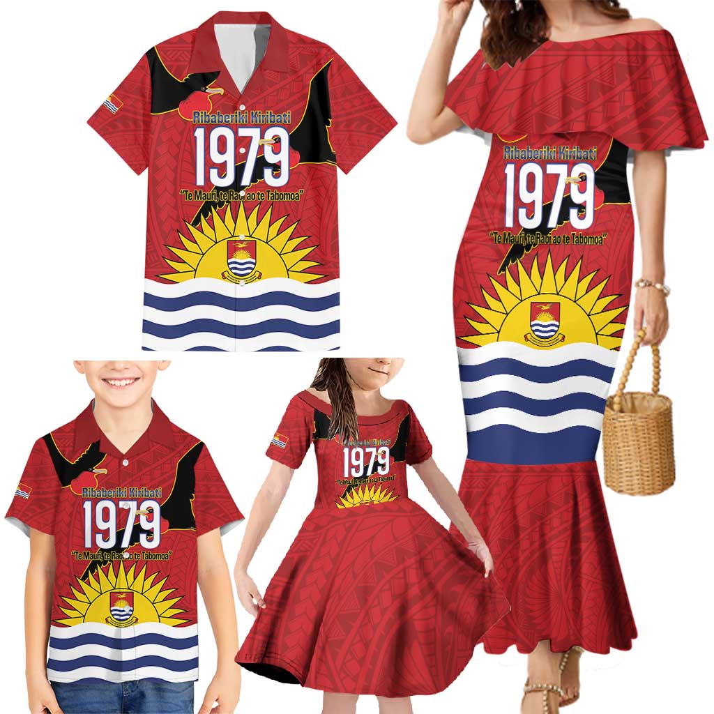 Mauri Kiribati Independence Day Family Matching Mermaid Dress and Hawaiian Shirt 1979 Proud National Frigatebird