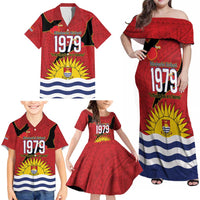 Mauri Kiribati Independence Day Family Matching Off Shoulder Maxi Dress and Hawaiian Shirt 1979 Proud National Frigatebird LT14 - Polynesian Pride