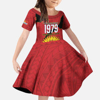 Mauri Kiribati Independence Day Family Matching Summer Maxi Dress and Hawaiian Shirt 1979 Proud National Frigatebird LT14 Daughter's Dress Red - Polynesian Pride