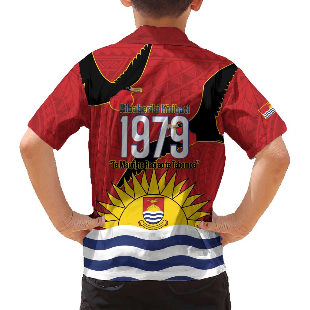 Mauri Kiribati Independence Day Family Matching Tank Maxi Dress and Hawaiian Shirt 1979 Proud National Frigatebird LT14 - Polynesian Pride