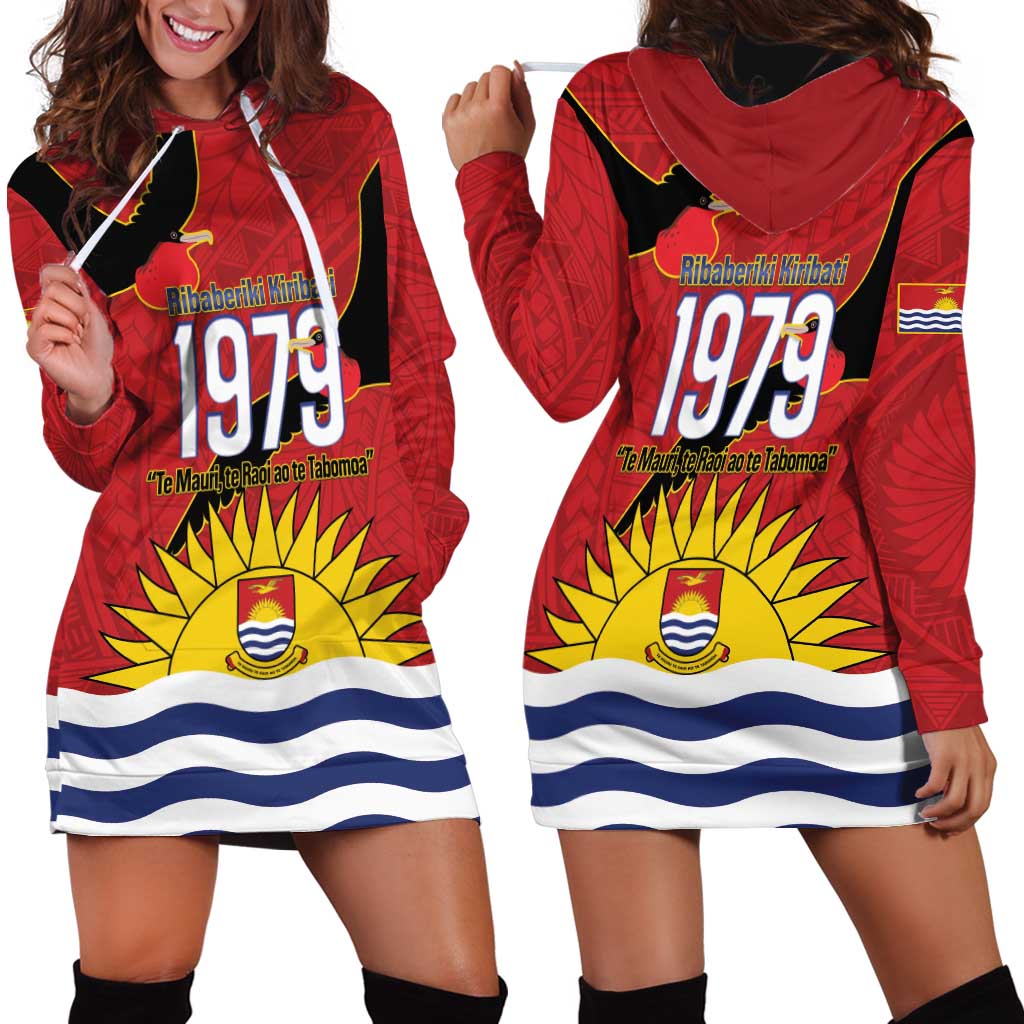 Mauri Kiribati Independence Day Hoodie Dress 1979 Proud National Frigatebird LT14 - Polynesian Pride