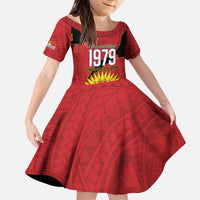 Mauri Kiribati Independence Day Kid Short Sleeve Dress 1979 Proud National Frigatebird LT14 KID Red - Polynesian Pride