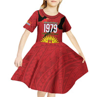 Mauri Kiribati Independence Day Kid Short Sleeve Dress 1979 Proud National Frigatebird LT14 - Polynesian Pride