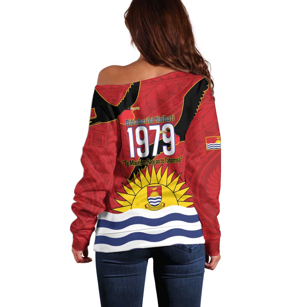 Mauri Kiribati Independence Day Off Shoulder Sweater 1979 Proud National Frigatebird